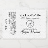 Zwart & Wit Handgemaakte Thuisgemaakte Zeep | Labe Voedselcontainer Etiket (Enkel label)