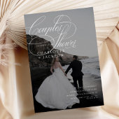 Zwart-wit Handgeschreven QR Code Couples Douche Kaart