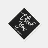 Zwart-wit handgeschreven script Bedankt Servet (Hoek)