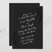 Zwart & Wit Handgeschreven Script bruiloft Kaart (Voorkant / Achterkant)