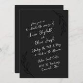 Zwart & Wit Handgeschreven Script bruiloft Kaart (Voorkant / Achterkant)