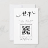 Zwart Wit Handgeschreven Script Eenvoudige QR Code RSVP Kaartje (Voorkant)