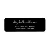 Zwart & Wit Handgeschreven Script Retouradres Etiket (Voorkant)