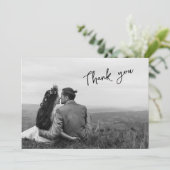 Zwart & wit handgeschreven twee foto dank u aankondiging (Staand voorkant)