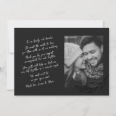 Zwart & wit handgeschreven twee foto dank u aankondiging (Achterkant)