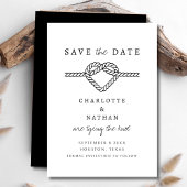Zwart-wit Handgeschreven Tying the Knot Wedding Save The Date