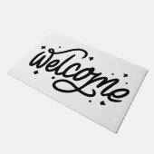 Zwart-wit handgeschreven welkomstscript deurmat (Schuin)