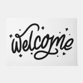Zwart-wit handgeschreven welkomstscript deurmat (Voorkant)