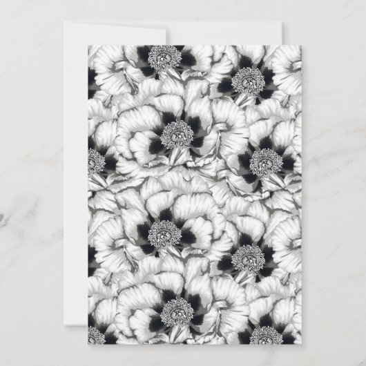 Zwart & Wit Handgetekend Bloemmotief | Dank je wel Bedankkaart (Achterkant)