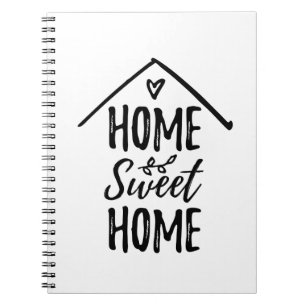 Zwart-wit handgetekend Home Sweet Home Quote Notitieboek