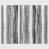 Zwart-wit handgetekend patroon cadeaupapier (Vlak)