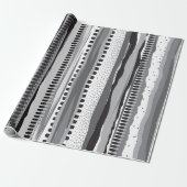 Zwart-wit handgetekend patroon cadeaupapier (Uitgerold)