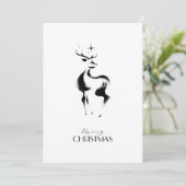 Zwart-wit handgetekend rendier Kerstmis Feestdagenkaart (Staand voorkant)