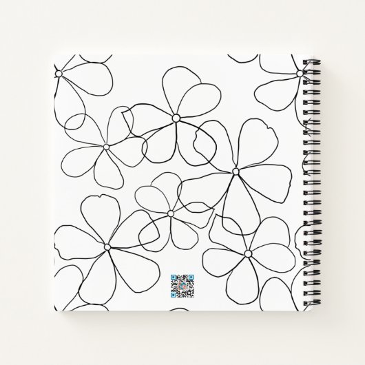 Zwart wit handgetekend schets - Groot strakkerblad Notitieboek (Achterkant)