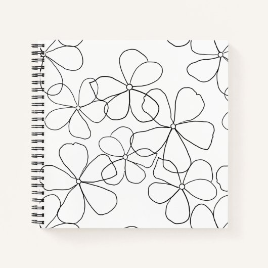 Zwart wit handgetekend schets - Groot strakkerblad Notitieboek (Voorkant)