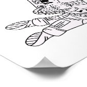 Zwart-wit handgetekende astronaut tienerjongen poster (Hoek)