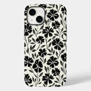 Zwart-wit handgetekende bloemen Case-Mate iPhone 14 hoesje