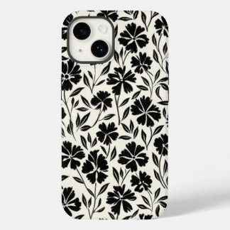 Zwart-wit handgetekende bloemen Case-Mate iPhone 14 hoesje