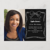 Zwart-wit handgetekende boog foto verjaardag uitnodiging briefkaart (Voorkant)