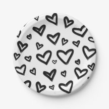 Zwart & wit handgetekende geschilderde krabbelhart