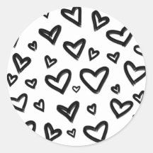 Zwart & Wit Handgetekende Getekende Doodle Harten