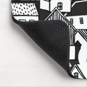 Zwart-Wit Handgetekende Huizen Monogram Muismat (Hoek)