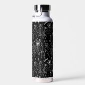 Zwart-wit handgetekende wilde bloemen waterfles (Rechts)