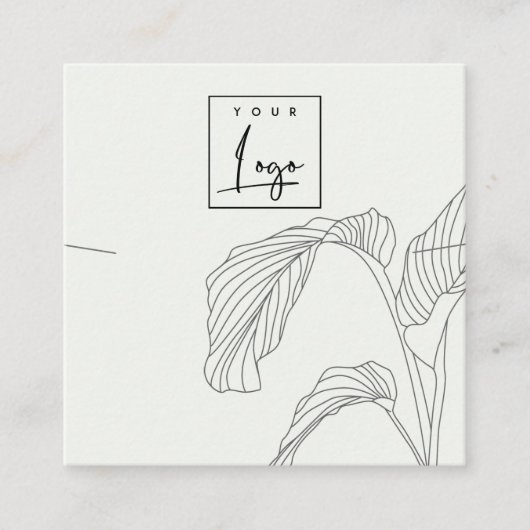 Zwart wit handpalm blaasschets Ketting Vierkante Visitekaartje (Voorkant)