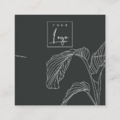 Zwart wit handpalm blaasschets Ketting Vierkante Visitekaartje (Voorkant)