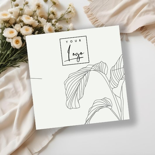 Zwart wit handpalm blaasschets Ketting Vierkante Visitekaartje