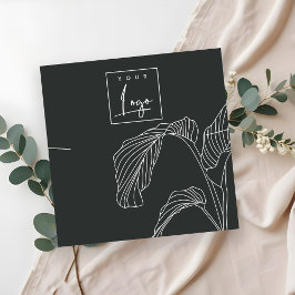 Zwart wit handpalm blaasschets Ketting Vierkante Visitekaartje