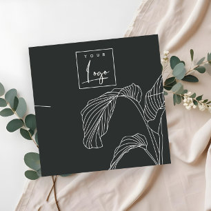 Zwart wit handpalm blaasschets Ketting Vierkante Visitekaartje