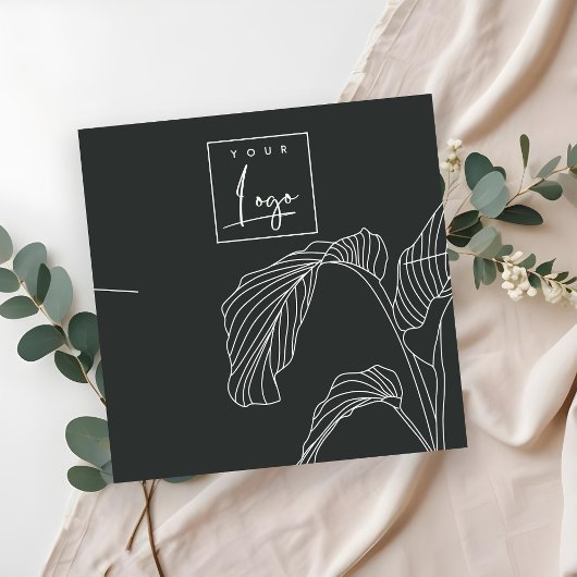 Zwart wit handpalm blaasschets Ketting Vierkante Visitekaartje