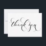 Zwart-wit handschrift bedankkaart RSVP kaartje<br><div class="desc">Zeg dank u met deze prachtige handschrift script typografie zwart-wit dank u kaart. Voorgevuld met een gebied om uw bericht te schrijven. Bewaar of verwijder om uw eigen handgeschreven berichten te schrijven.</div>