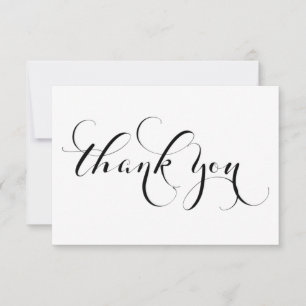 Zwart-wit handschrift bedankkaart RSVP kaartje