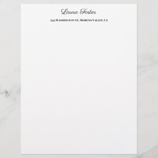 Zwart Wit Handschrift Elegant Minimalistisch Stijl Briefhoofd (Voorkant)