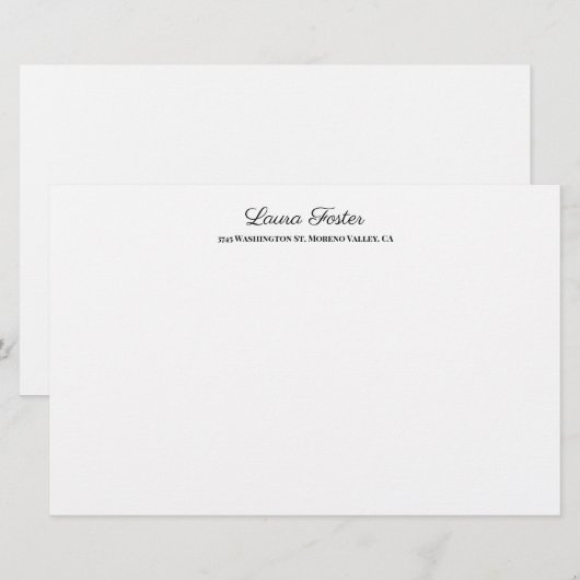 Zwart Wit Handschrift Elegant Minimalistisch Stijl Briefpapier (Voorkant / Achterkant)