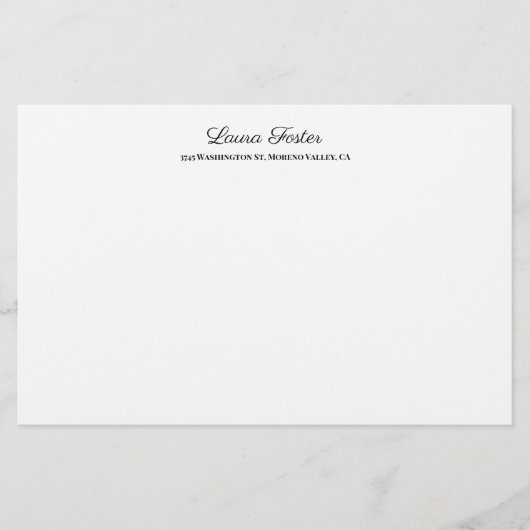 Zwart Wit Handschrift Elegant Minimalistisch Stijl Briefpapier (Voorkant)
