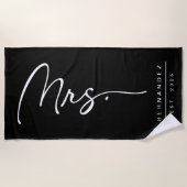 Zwart-wit handtekening MRS Strandlaken (Voorkant)