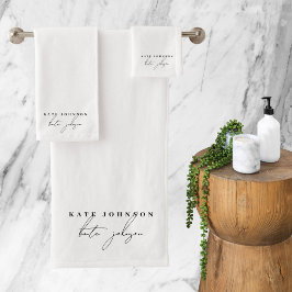 Zwart Wit Handtekening Script Monogram Bad Handdoek