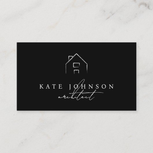 Zwart Wit Handtekening Script QR Code Social Media Visitekaartje (Voorkant)