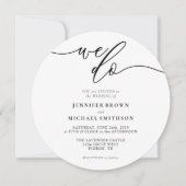 Zwart-wit Handtekening We Doen Bruiloft Cirkel Kaart (Voorkant)