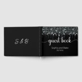 Zwart & Wit Hangende Lichten Bruiloft Gastenboek (Volledig)