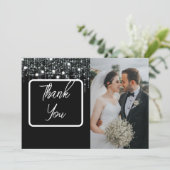 Zwart & Wit Hangende Lichten Foto Bedankkaart (Staand voorkant)