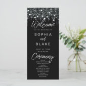 Zwart & Wit Hangende Lichten Huwelijksprogramma (Staand voorkant)