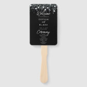 Zwart & Wit Hangende Lichten Huwelijksprogramma Handwaaier (Voorkant)