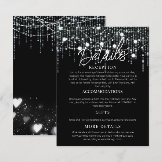 Zwart & Wit Hanglampen Behuizing Card Informatiekaartje (Voorkant / Achterkant)