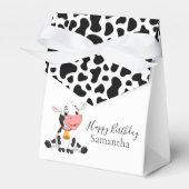 Zwart-wit Happy Birthday Baby Koe Favor Box Bedankdoosjes (Voorkant Zijde)