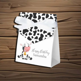 Zwart-wit Happy Birthday Baby Koe Favor Box Bedankdoosjes