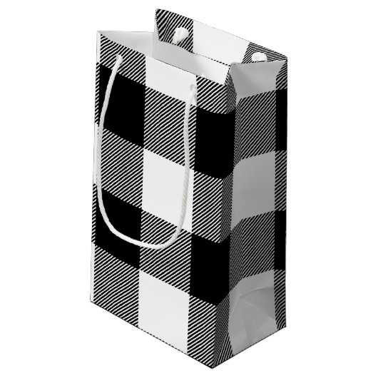 zwart-wit Happy Birthday buffel plaid Klein Cadeauzakje (Achterkant Gekanteld)